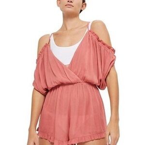 Women’s Topshop Coral Romper Cover Up Small!